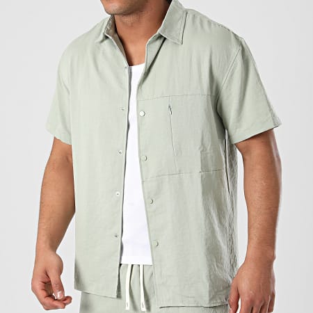 Frilivin - Conjunto de camisa de manga corta y pantalón corto verde caqui claro
