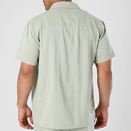 Frilivin - Conjunto de camisa de manga corta y pantalón corto verde caqui claro