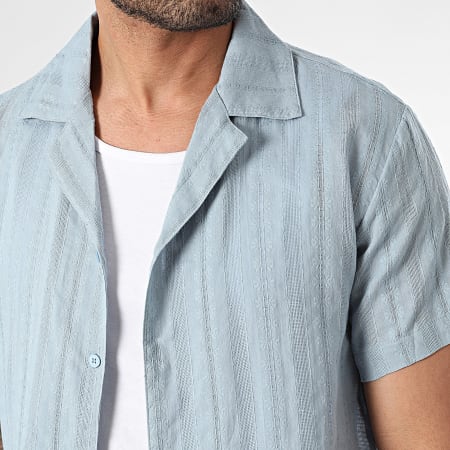 Frilivin - Conjunto de camisa gris azul de manga corta y pantalón corto de jogging