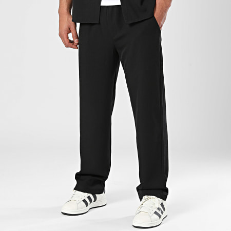 Frilivin - Conjunto de camisa negra de manga corta y pantalón chino