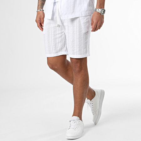 Frilivin - Conjunto de camisa blanca de manga corta y pantalón corto de jogging