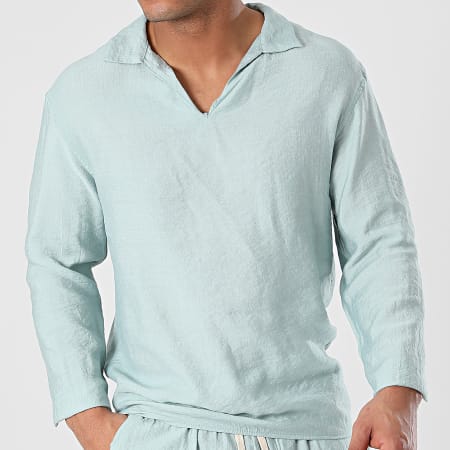 Frilivin - Conjunto de camiseta de manga larga y pantalón gris azulado