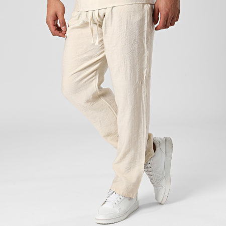 Frilivin - Conjunto de camiseta de manga larga y pantalón beige