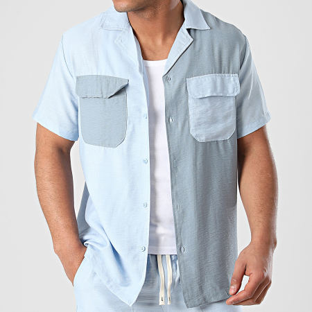 Frilivin - Conjunto de camisa azul de manga corta y pantalón corto de jogging