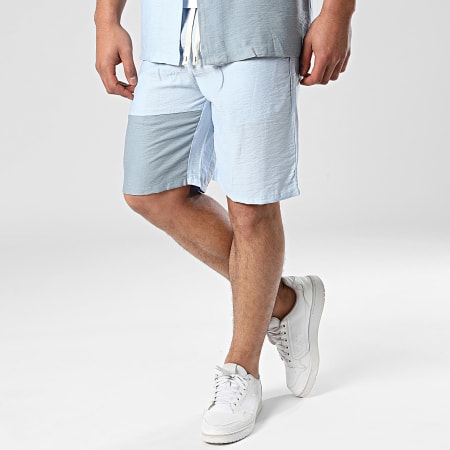Frilivin - Set camicia a maniche corte e pantaloncini da jogging blu