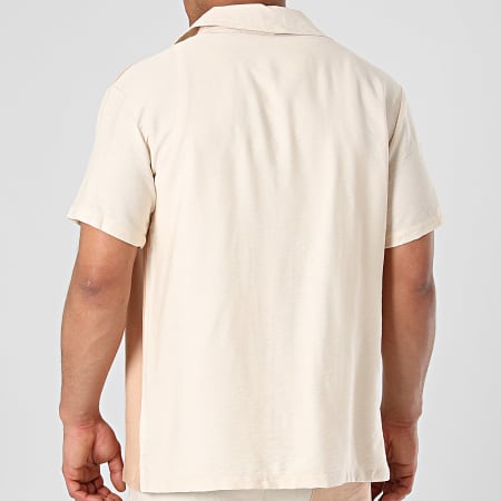 Frilivin - Set camicia a maniche corte e pantaloncini da jogging beige cammello