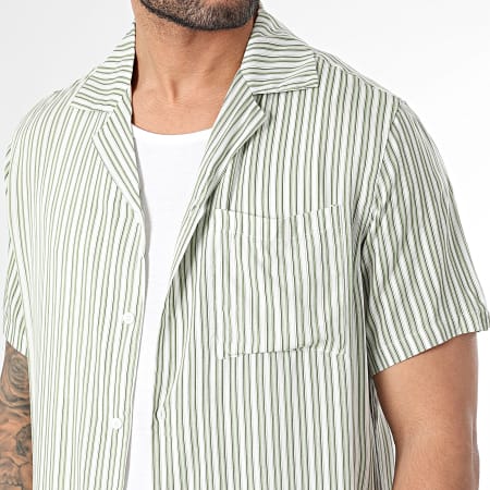Frilivin - Camisa de manga corta de rayas blancas y verdes