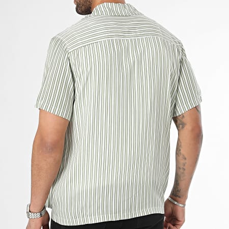 Frilivin - Camisa de manga corta de rayas blancas y verdes