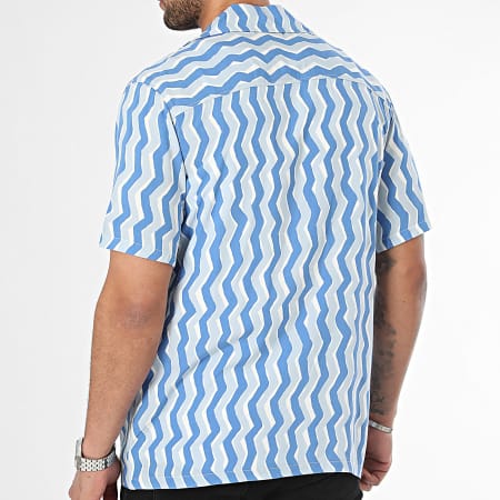 Frilivin - Camisa de manga corta azul y blanca