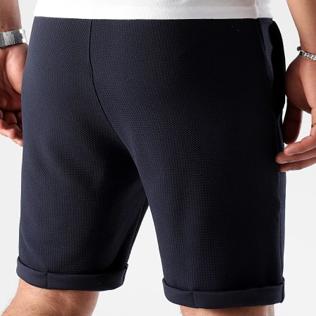 LBO - Short Avec Revers Texturé Waffle 1134 Bleu Marine