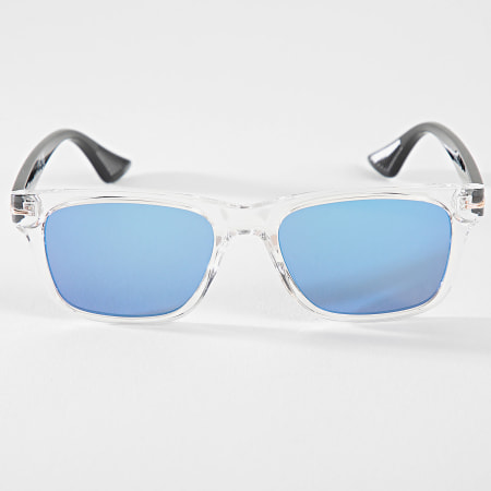 Classic Series - Occhiali da sole trasparenti in nero con specchio blu
