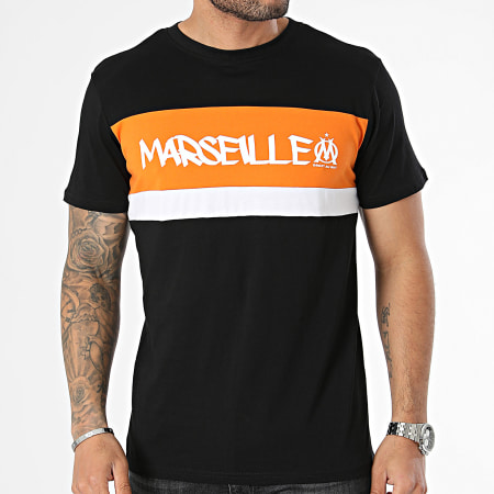 OM - Maglietta da calcio Marsiglia M23088C Nero Arancione Bianco