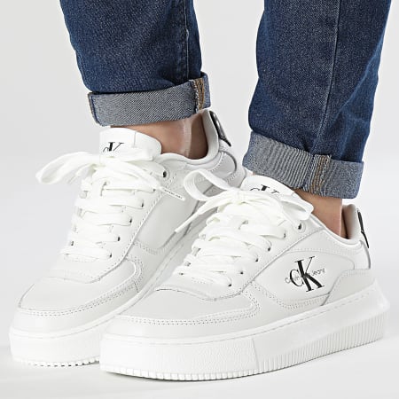 Calvin Klein - Donna Chunky Cupsole Low 1410 Bright White Black Sneakers