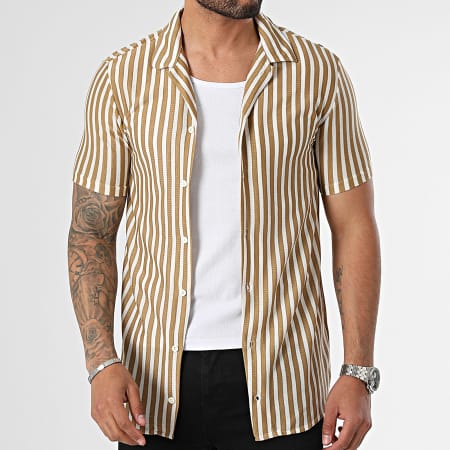 Classic Series - Chemise Manches Courtes A Rayures Beige