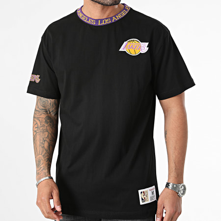 Mitchell and Ness - Tee Shirt Oversize Jacquard Ringep Vintage Los Angeles Lakers Noir