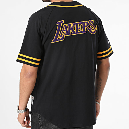 Mitchell and Ness - Camicia a manica corta Moda Cotone Button Front Los Angeles Lakers Nero