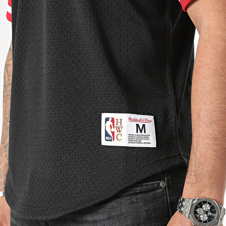 Mitchell and Ness - Camiseta de baloncesto Chicago Bulls Fashion Mesh Negro Rojo