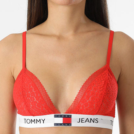 Tommy Jeans - Sujetador triángulo de encaje sin forro para mujer 5156 Rojo