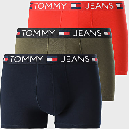 Tommy Jeans - Lot De 3 Boxers 3290 Bleu Marine Vert Kaki Orange