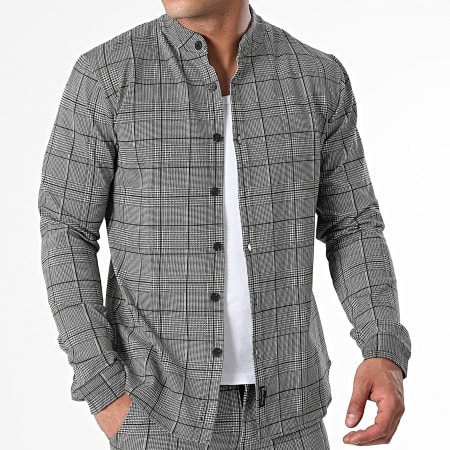 Zelys Paris - Conjunto de camisa gris de manga larga y pantalón chino