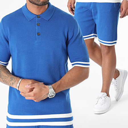 2Y Premium - Ensemble Polo Manches Courtes Et Short Jogging Bleu Roi Blanc