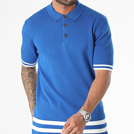 2Y Premium - Ensemble Polo Manches Courtes Et Short Jogging Bleu Roi Blanc