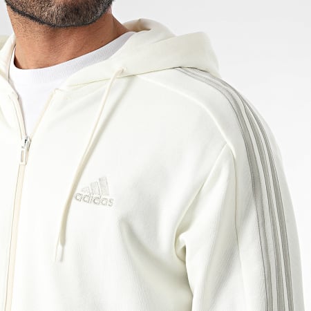 Adidas Sportswear - Giacca con cappuccio e zip a righe IS1373 Beige chiaro