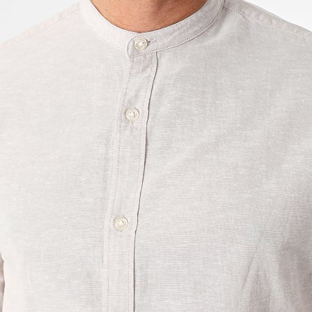 Jack And Jones - Camisa de manga larga Chiné beige con banda de lino