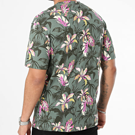 Jack And Jones - Tee Shirt Tampa Vert Kaki Rose Beige Floral