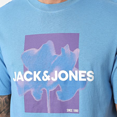Jack And Jones - Tee Shirt Florals Bleu Clair