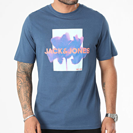 Jack And Jones - Tee Shirt Florals Bleu Foncé