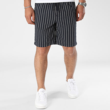 Produkt - Pantalones cortos de jogging a rayas azul marino y blanco John