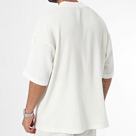 John H - Conjunto de camiseta oversize y pantalón corto de jogging beige