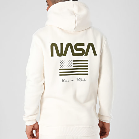 NASA - Conjunto de sudadera con capucha y pantalón de jogging Born In USA Beige Verde Caqui