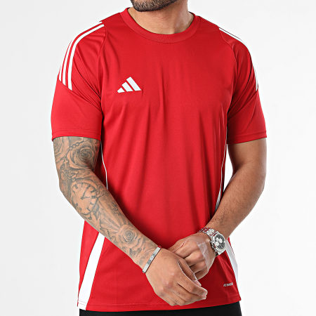 Adidas Sportswear - Tee Shirt A Bandes Tiro24 IS1016 Rouge Blanc