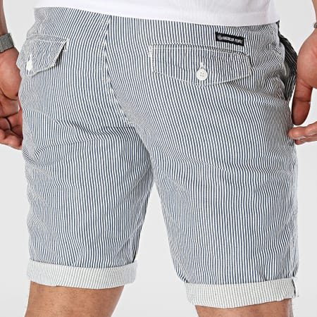 American People - Beattle 116-23 Pantalones cortos chinos a rayas azul marino y blanco