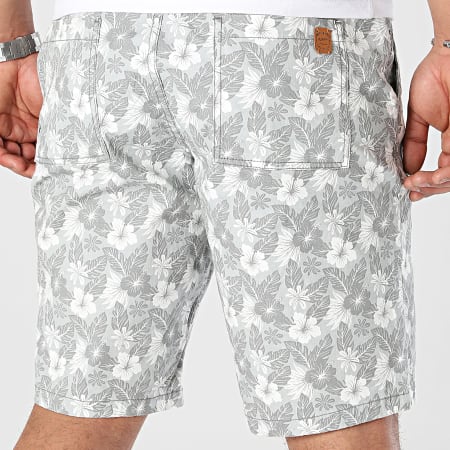 American People - Band Chino Short Gris Blanco Floral