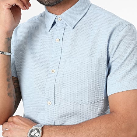 Jack And Jones - Chemise Manches Courtes Tampa Dobby Bleu Clair