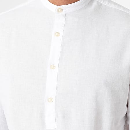 Jack And Jones - Camicia a fascia a maniche lunghe in misto lino bianco