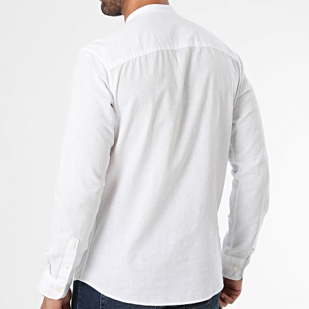 Jack And Jones - Camicia a fascia a maniche lunghe in misto lino bianco