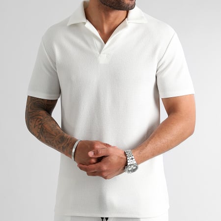 LBO - Ensemble Polo Et Short Texturé Waffle 0224 0768 Blanc