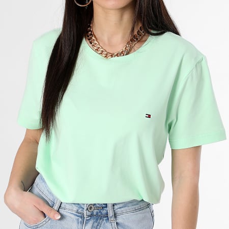 Tommy Hilfiger - Camiseta elástica para mujer 0800 Verde claro
