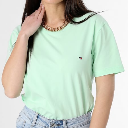 Tommy Hilfiger - Camiseta elástica para mujer 0800 Verde claro
