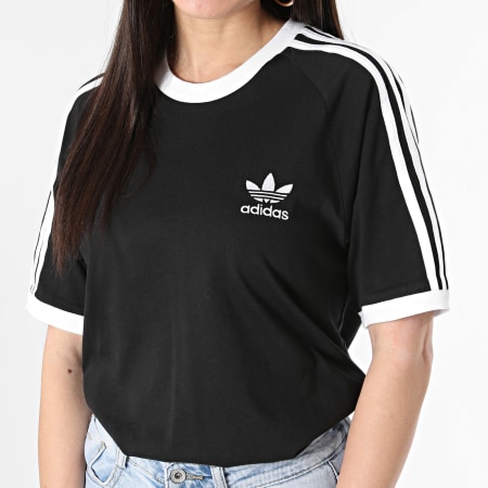 Adidas Originals - Tee Shirt A Bandes Femme 3 Stripes IA4845 Noir