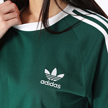 Adidas Originals - Tee Shirt Femme 3 Stripes IM9387 Vert Foncé