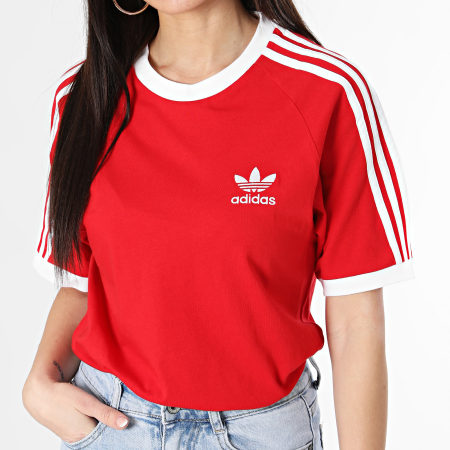 Adidas Originals - Camiseta 3 Rayas Mujer IA4852 Rojo
