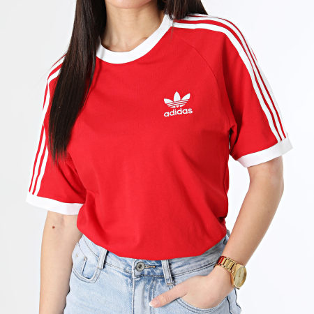 Adidas Originals - Camiseta 3 Rayas Mujer IA4852 Rojo