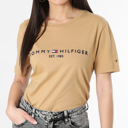 Tommy Hilfiger - Maglietta donna Slim Logo 1797 Cammello