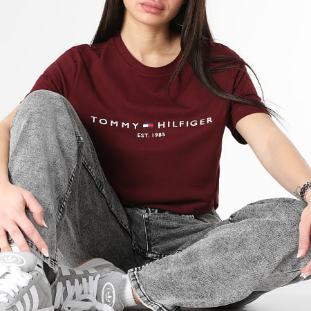 Tommy Hilfiger - Camiseta mujer Logo 1797 Burdeos