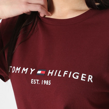 Tommy Hilfiger - Camiseta mujer Logo 1797 Burdeos